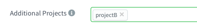 Additional Projects field of the claim settings, with projectB selected